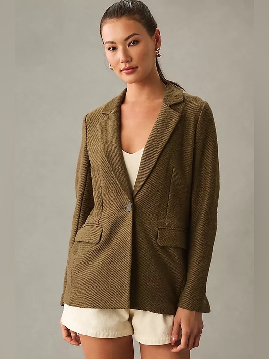 Anthropologie Jackets & Blazers - Anthropologie x Sanctuary Bryce Knit Blazer relaxed tailored olive green layer